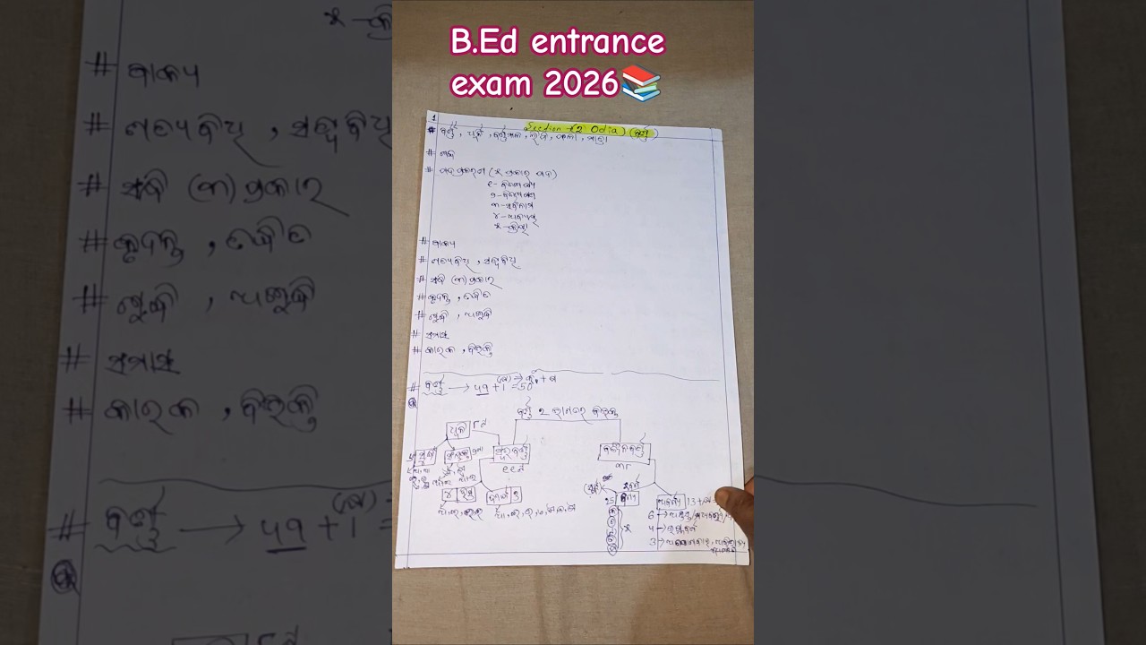 B. Ed entrance exam 2026📚ଓଡ଼ିଆ subject 🥰
