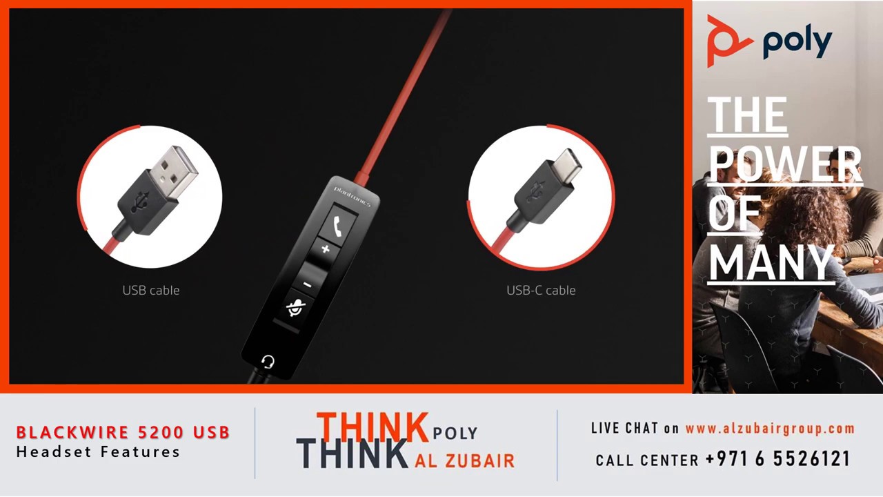 Blackwire 5200 series Plantronics Usb, Type C, 3.5mm : Features