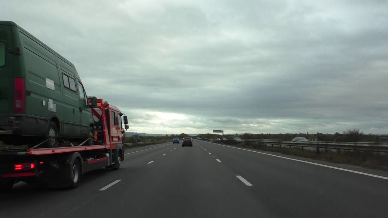 Driving On The M5 Motorway From J7 Worcester To Taunton Deane Services Taunton J25 26, England