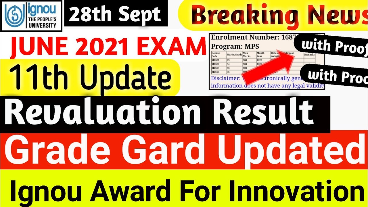 Ignou results Update 2021|ignou 11th Update|Ignou Revaluation result updated|ignou grade card update