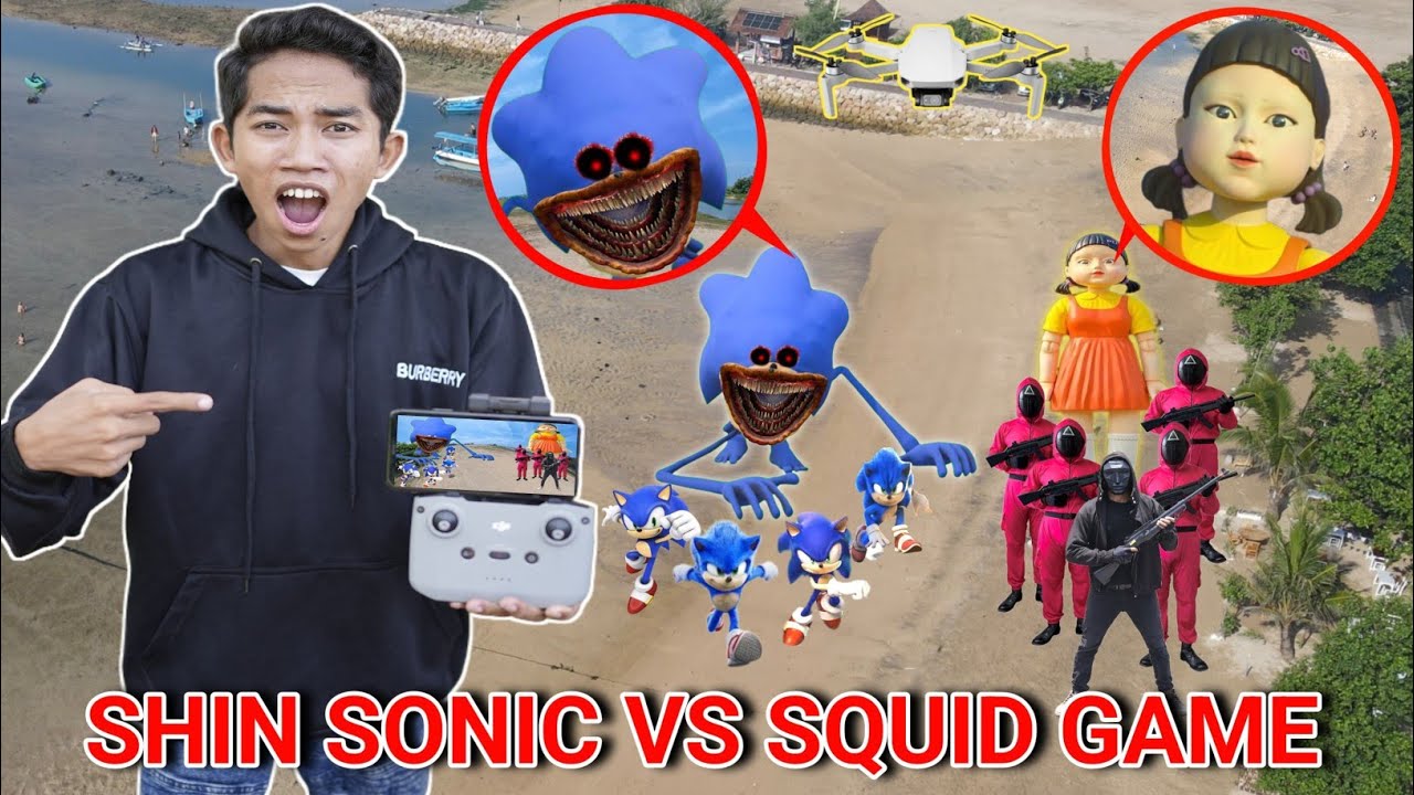 DRONEKU MEREKAM PERT4RUNGAN SHIN SONIC VS PASUKAN SQUID GAME?😱 SIAPA YG KALAH? | Mikael TubeHD