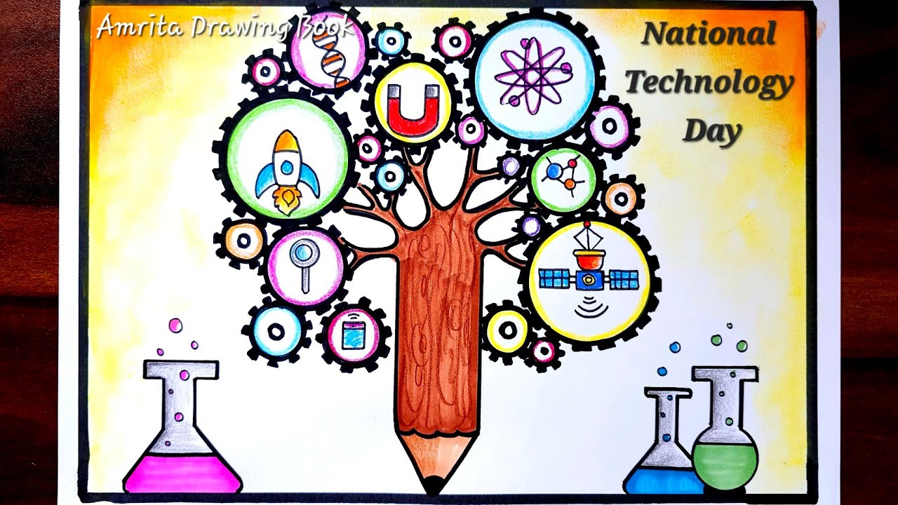 National Technology Day Poster Drawing, 11th May | Science Day Drawing | World Technology Day Poster