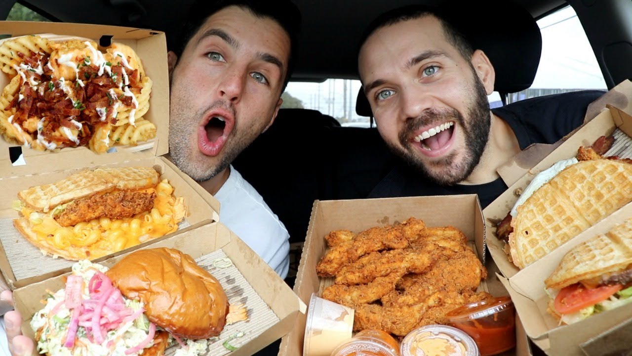 TRYING CHICKEN AND WAFFLES FOR THE FIRST TIME!! with JOSH PECK