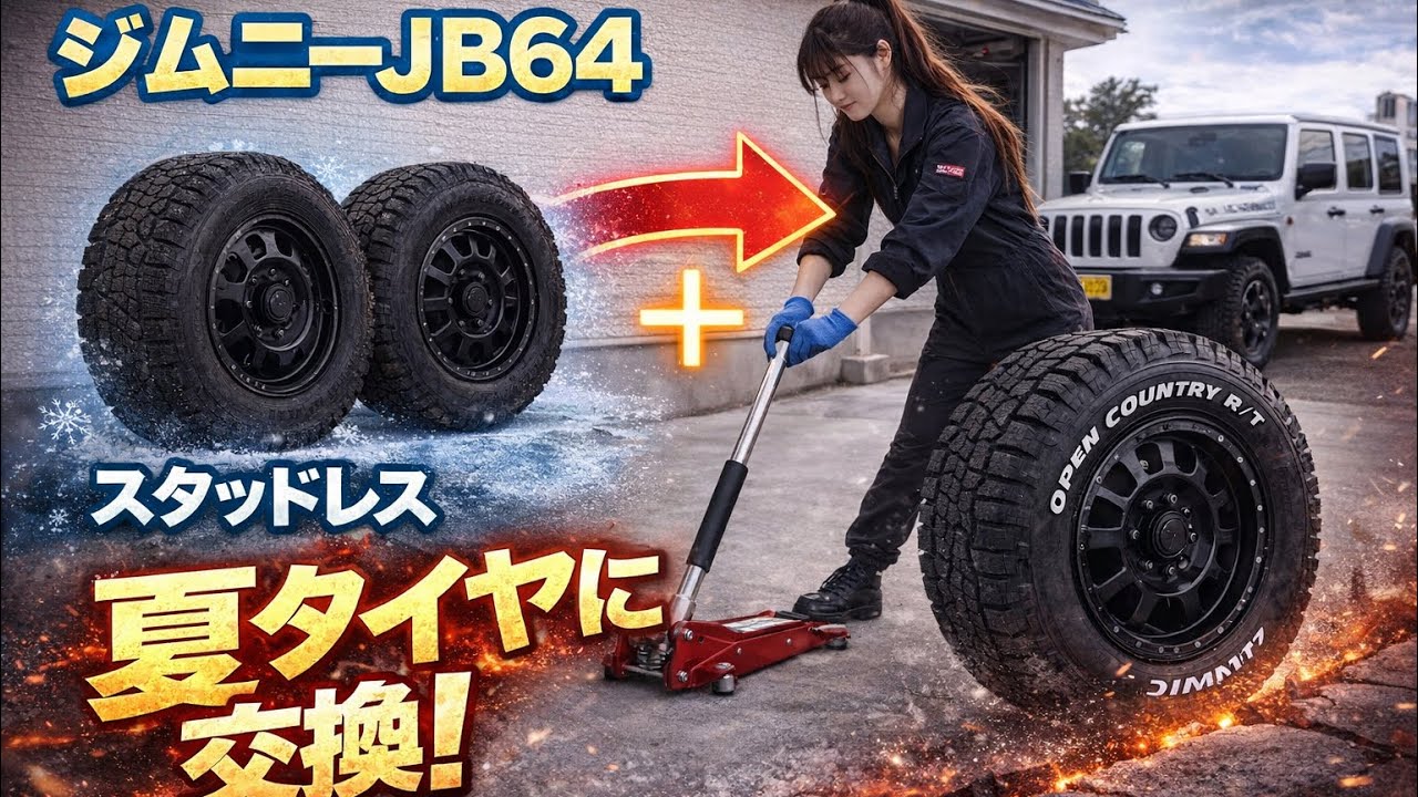 【ジムニーJB64】スタッドレスからオープンカントリーRTに交換