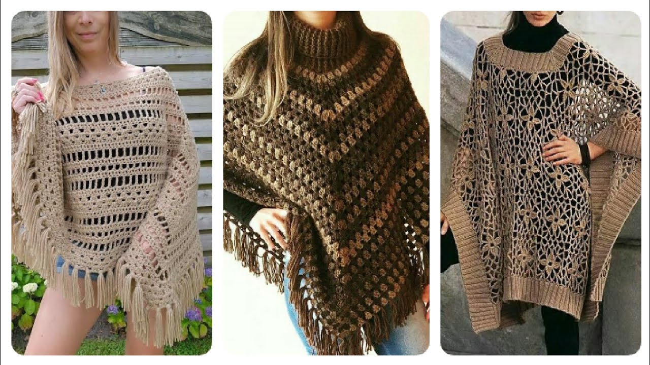 50 Top Glamours and Attractive Crochet Poncho Ideas/Stunning Shrug/Knitting Cape Winter Warm Shawl
