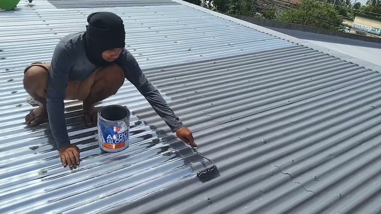 painting on roof using epoxy primer/pag pintura sa bubung na yeri gamit ang epoxy primer