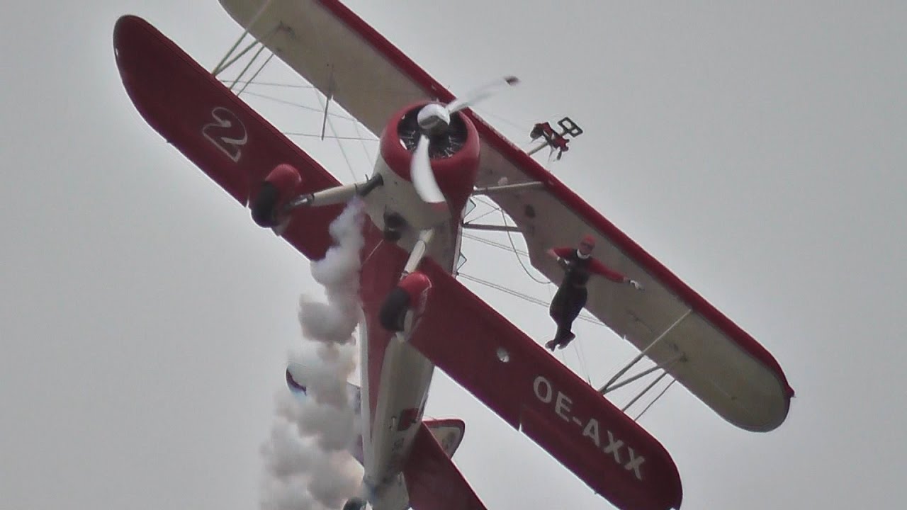 GERMAN WING-WALKING LADY PEGGY WALENTIN SHOWS INCREDIBLE STUNTS ON THEIR BOEING STEARMAN!