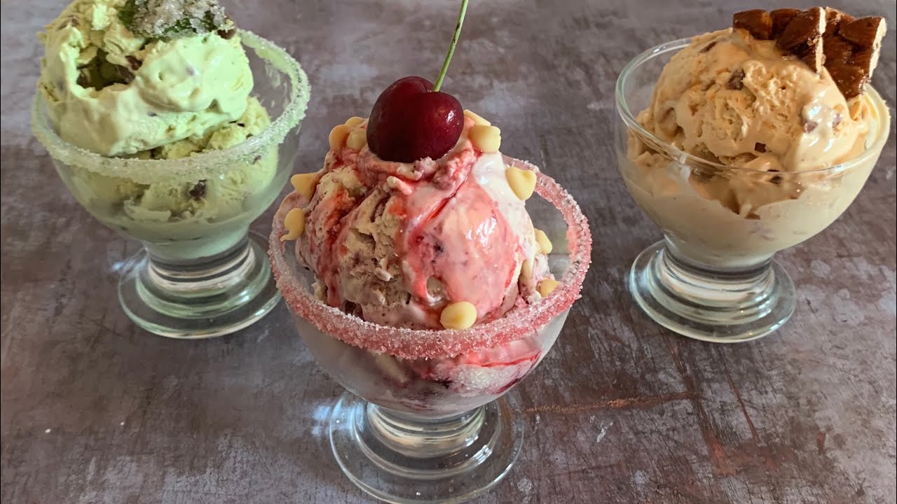 [ASMR] 2 ingredients ice cream with 3 suggested flavours آيس كريم رائع بمكونين فقط مع 3 نكهات مقترحة
