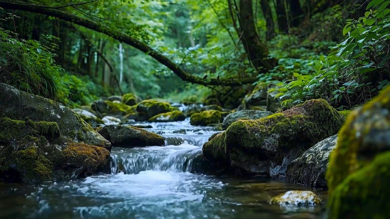 Deep Sleep & Stress Relief in Total Calm 🌿 Mossy Forest River Sounds with Birds