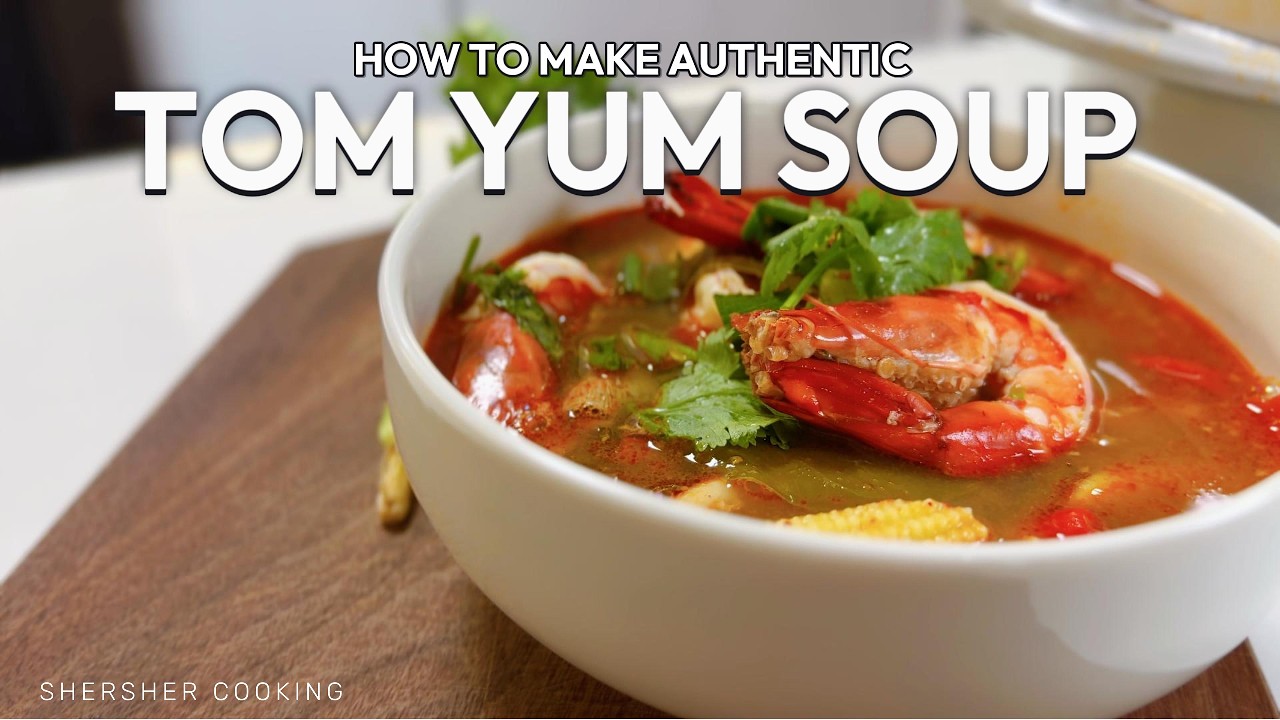 🍲 The BEST Authentic Tom Yum Soup Recipe | Thai Spicy Seafood Soup (Fish & Prawns)