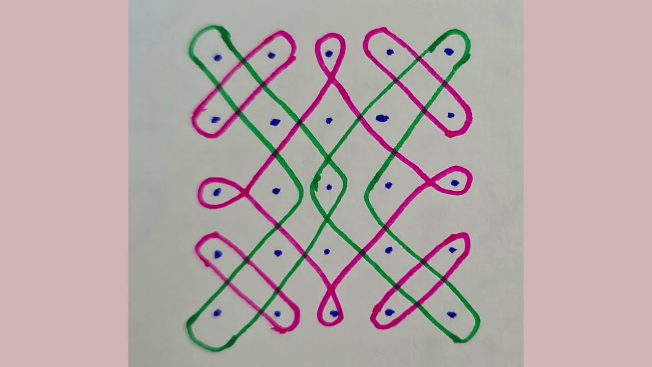 5×5 dot easy sikku kolam||4 beautiful muggulu for daily use||DEVI KOLAM