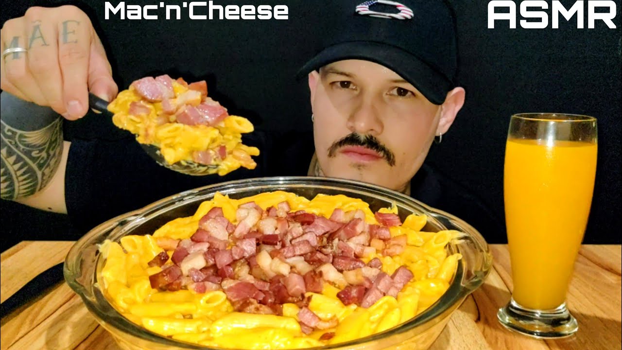 #105 ASMR COMIDA | MAC AND CHEESE COM MUITO BACON (MINHA VERSÃO) MUKBANG | SONS DE MASTIGAÇÃO.