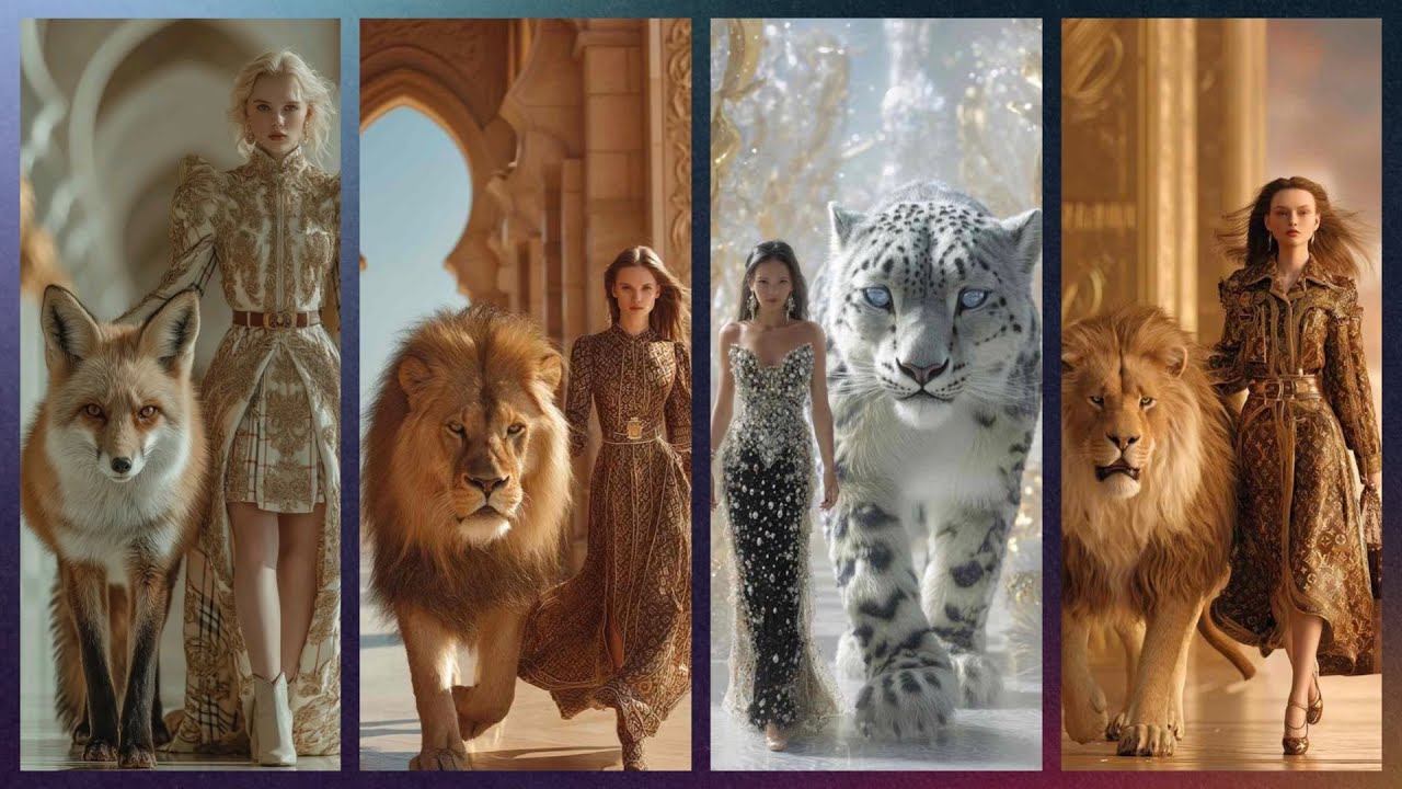 Models walking the runway with beautiful animals