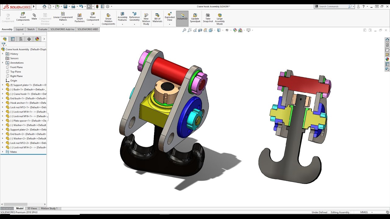How to make an CRANE HOOK! SolidWorks Tutorial 2020! Learn from homee :D