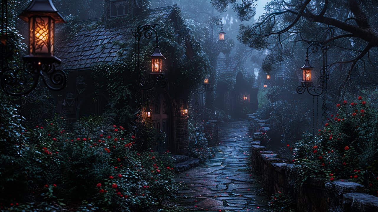 Peaceful Rainy Path in a Hidden Forest Village | Dark Academia Ambience for Deep Thought & Writing