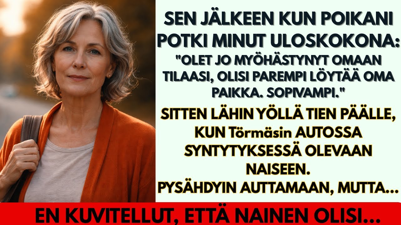Sen jälkeen kun poikani potki minut ulos talosta, pelastin raskaana olevan naisen ja sain tietää...