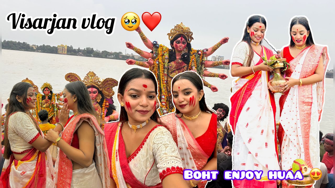 Visarjan vlog 🥹|| full enjoy ☺️ #vlog #visarjan #durgapuja2025 #viralvideo 
