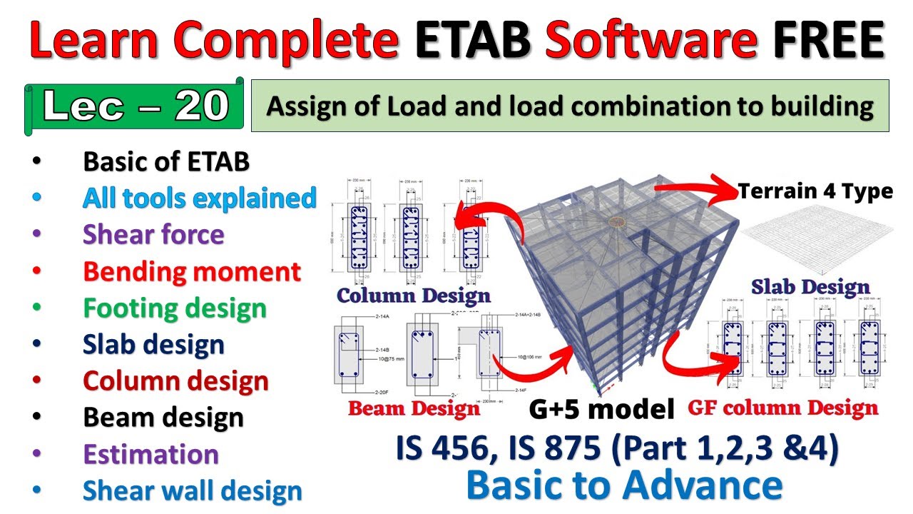 ETABS Free Course | Assign of Load and load combination to building |Lec 20 #etabs #civilengineering