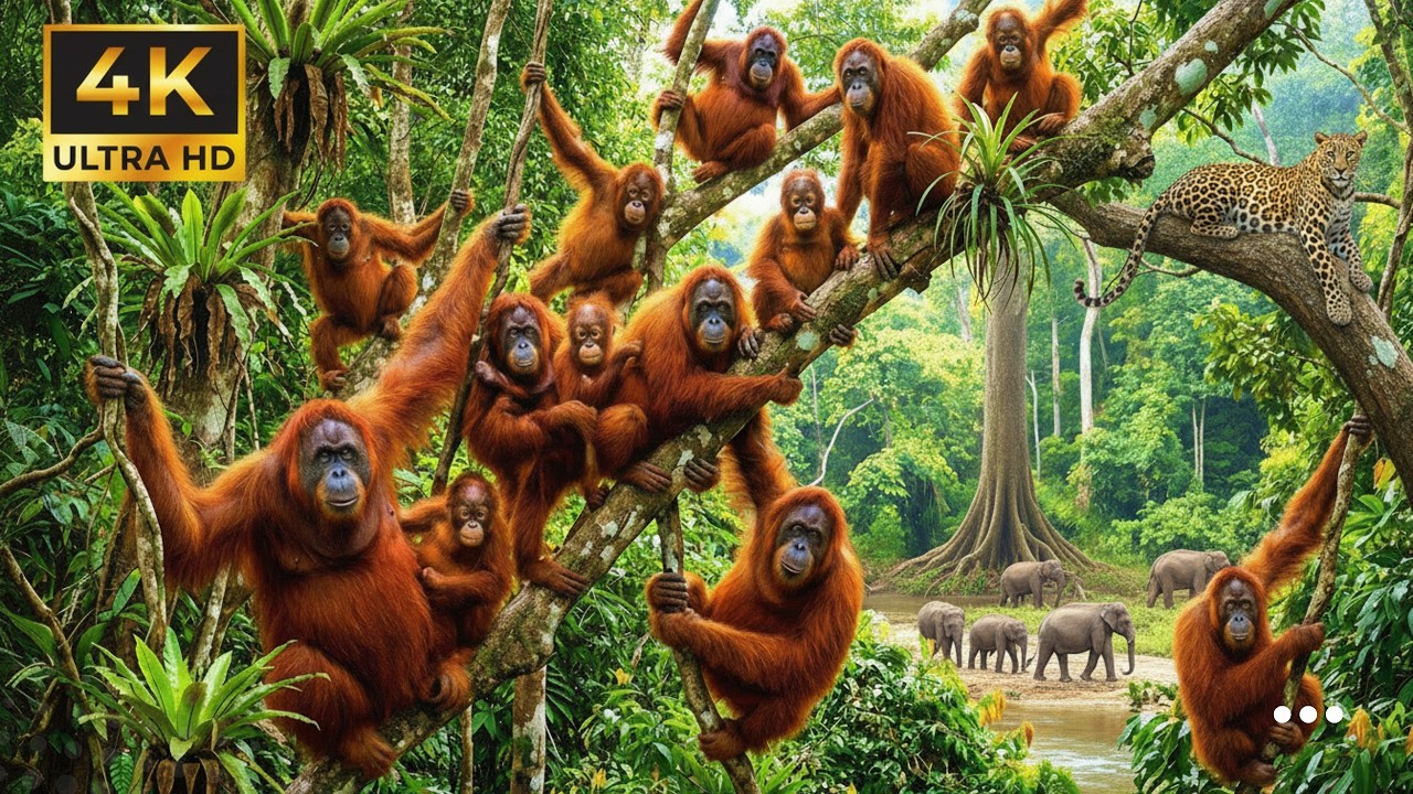 Relaxing Walk Through the Deep Jungle - Orangutans, Pygmy Elephants & The Clouded Leopard 4K