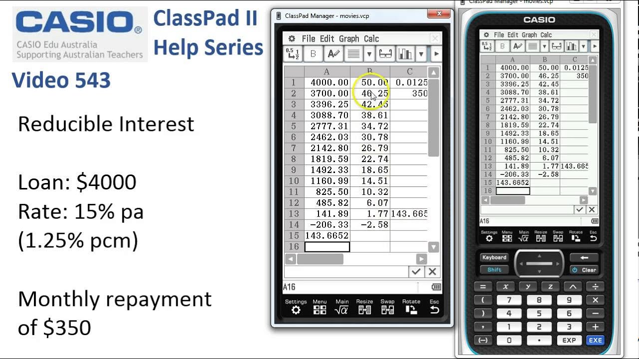 ClassPad Help 543 - Reducible Interest