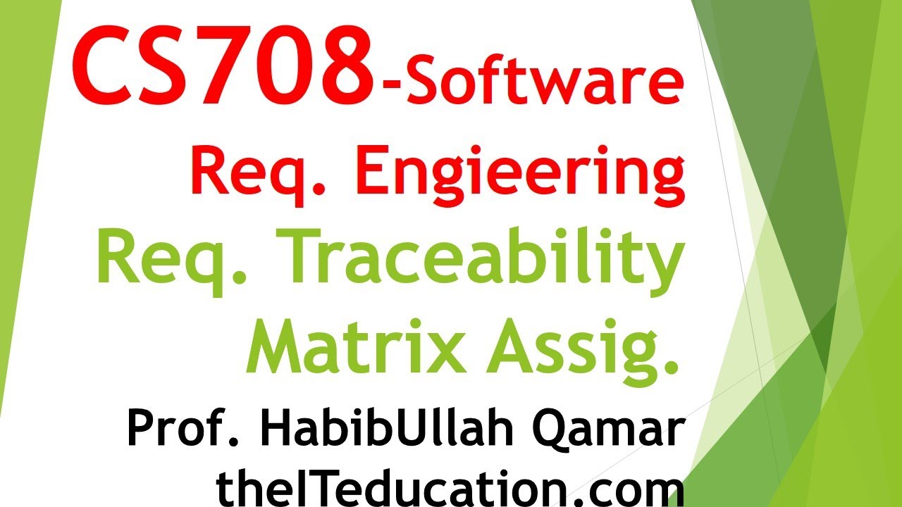 CS708-SRE Assignment Solution No 2 Guideline | How to Create Requirement Tracability Matrix