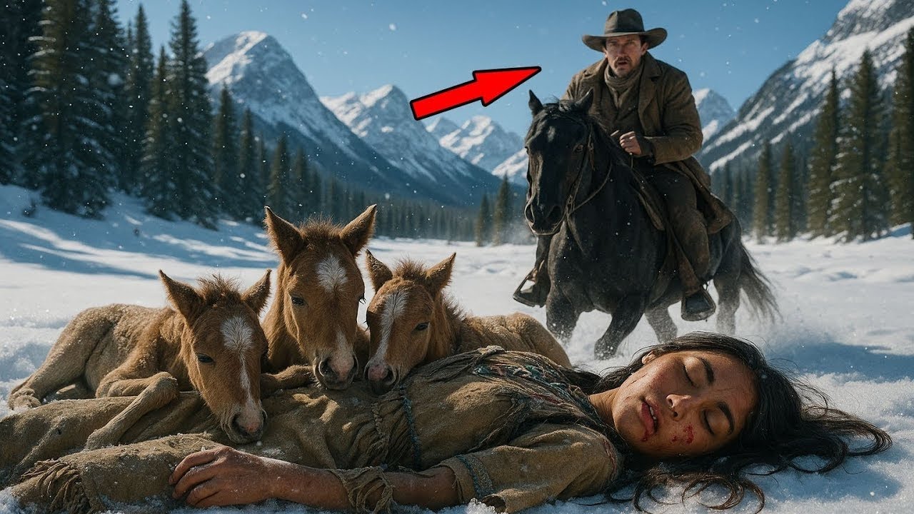 Jovem Mulher Nativa e Três Potras Foram Deixadas na Neve — Até um Cowboy e Seu Cavalo Chegarem