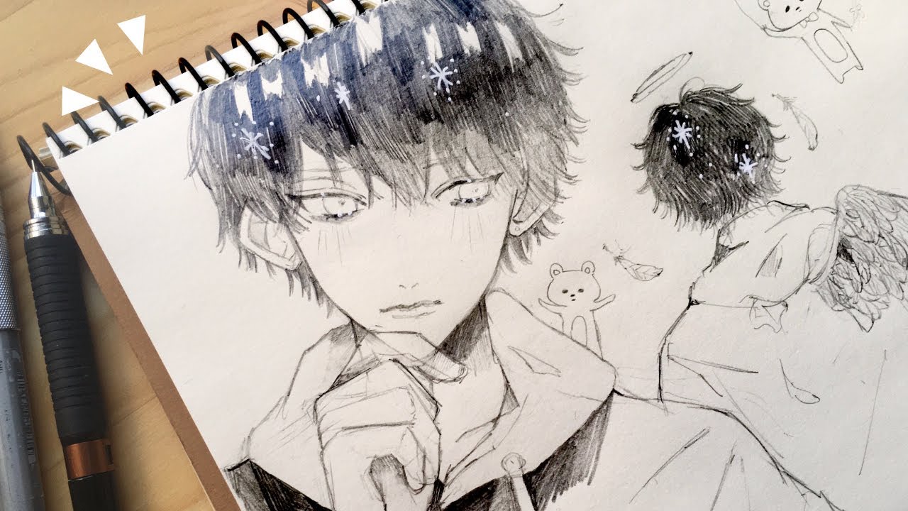 シャーペンで男の子イラストメイキング[アナログ練習]