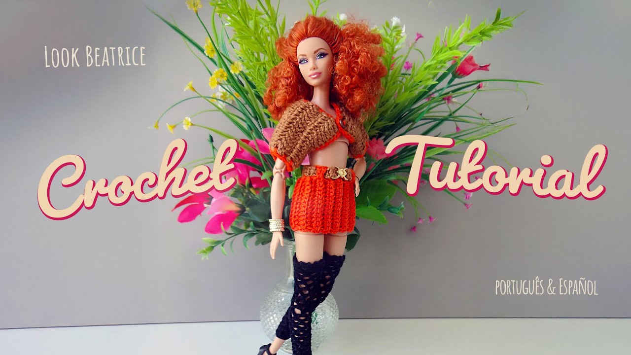 Bolero, saia e cinto de crochê para Barbie 🧡 Look Beatrice
