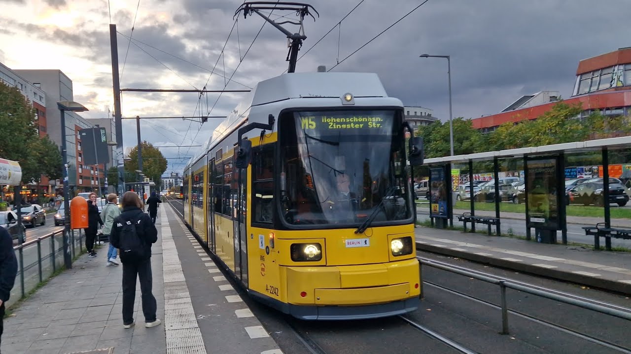 Tram Berlin | Mitfahrt in der kompl. M5E von Landsbe. All./Petersb. Str. bis Zingster Str. im GTZO.2