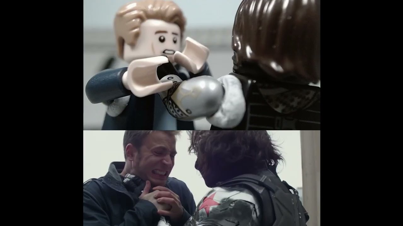 Captain America vs Winter Soldier Fight Scene Recreation - Side by Side | LEGO Stop-Motion