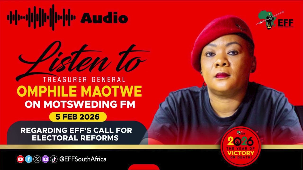 The EFF TG @OmphileMaotwe on Motsweding FM, discussing the EFF’s call for electoral reforms.