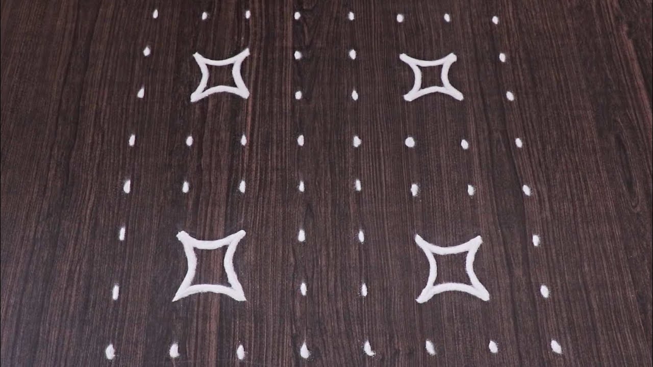 Easy 8*8 rangoli design for beginners | rangoli design tutorial step by step | small rangoli design