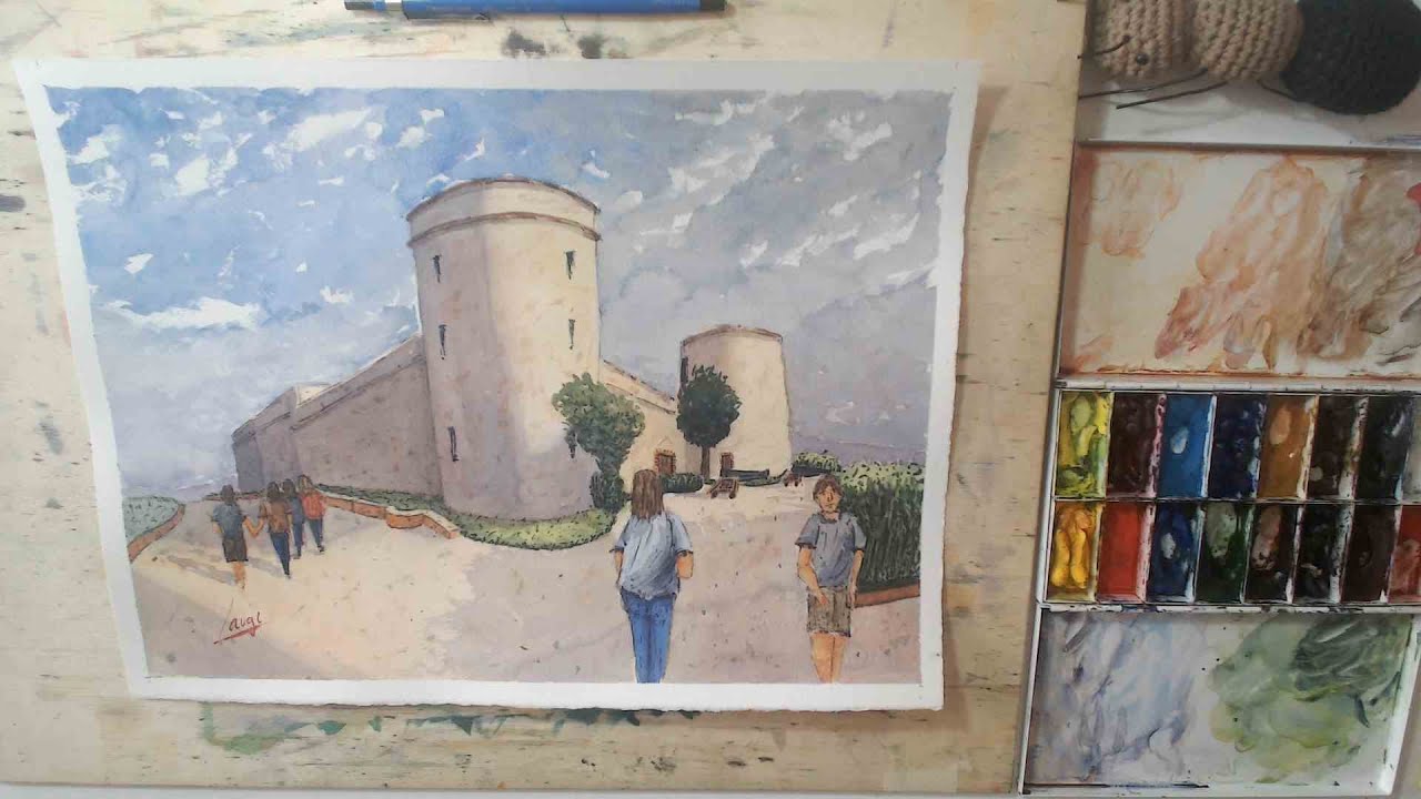 🎨 Pintando en Acuarela el Castillo de Santa Ana en Almeria 🏰