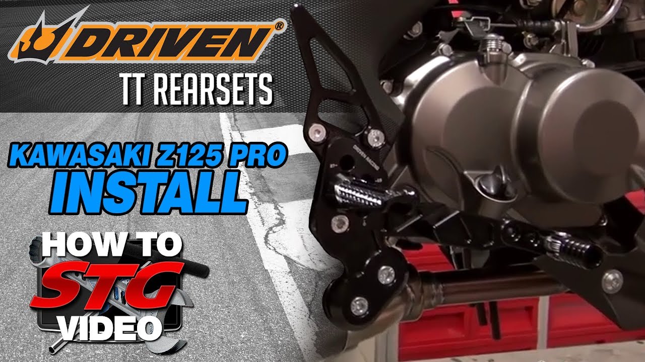 Driven TT Rearsets Install on a 2017 Kawasaki Z125 Pro from Sportbiketrackgear.com