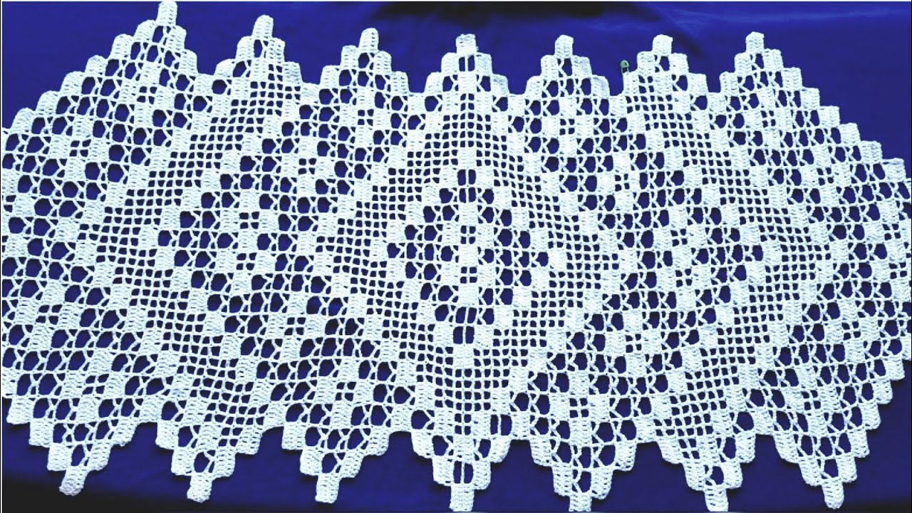 مفرش طاولة فيلي مع إمكانية تكبيره وتصغيره بالطول الذي تريدينه.الجزء3. Crochet tablecloths