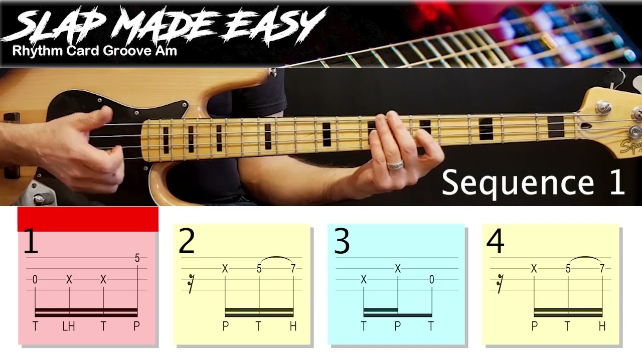 SLAP: Flashcard Bass Line #1 over Am7 Chord