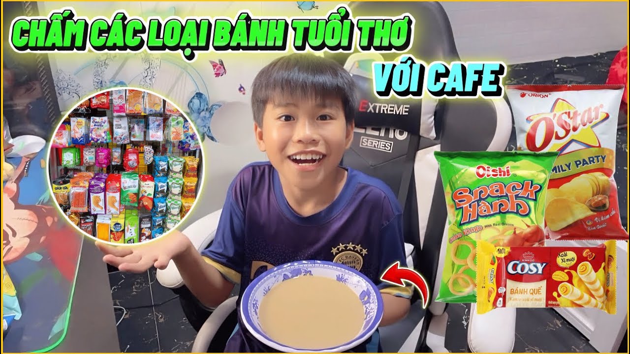 Bé Lâm Cùng Shima Thử Chấm Các Loại Bánh Tuổi Thơ Với Cafe ???