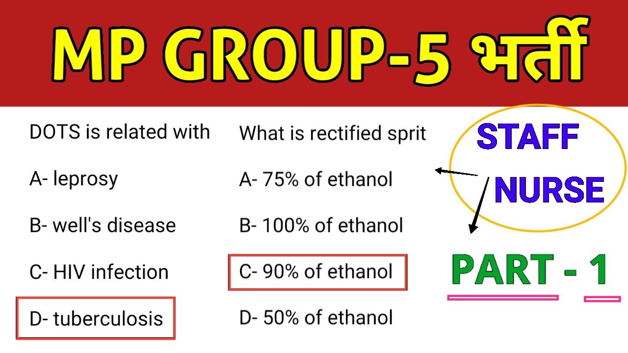 MPPEB GROUP 5 -  STAFF NURSE - PART - 1 - IMPORTANT QUESTIONS - MP GROUP 5 STAFF NURSE MCQ