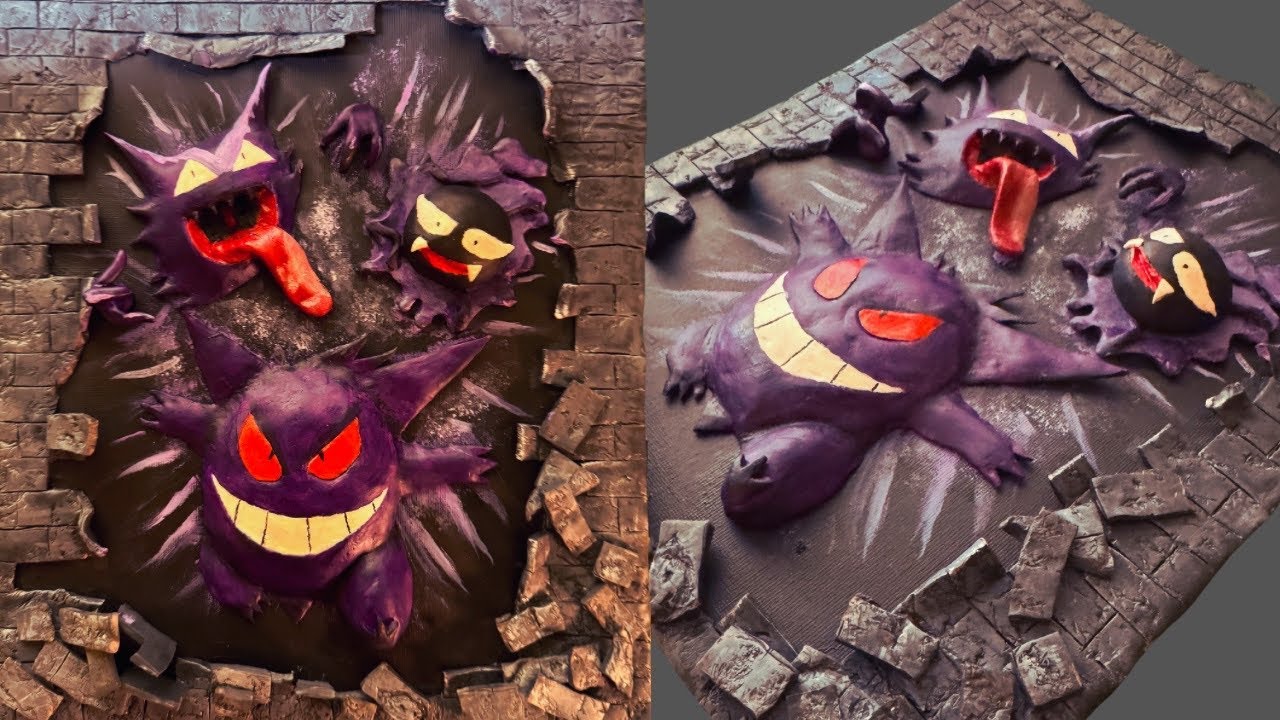 3D Pokémon on Canvas | Gengar, Gastly and Haunter