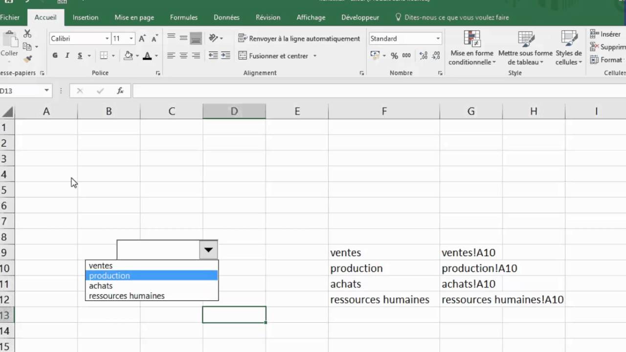 Excel : Menu dynamique avec liste d&eacute;roulante