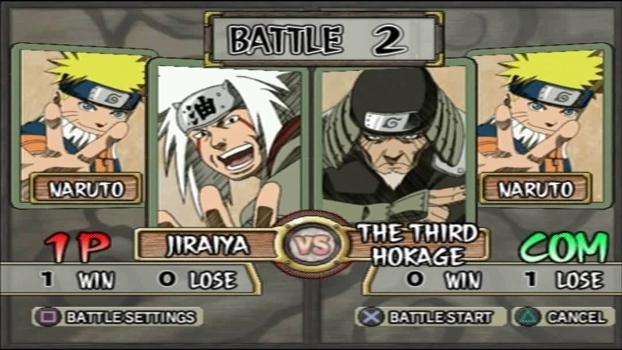 NUN2 Jiraiya vs. Neji & Hiruzen