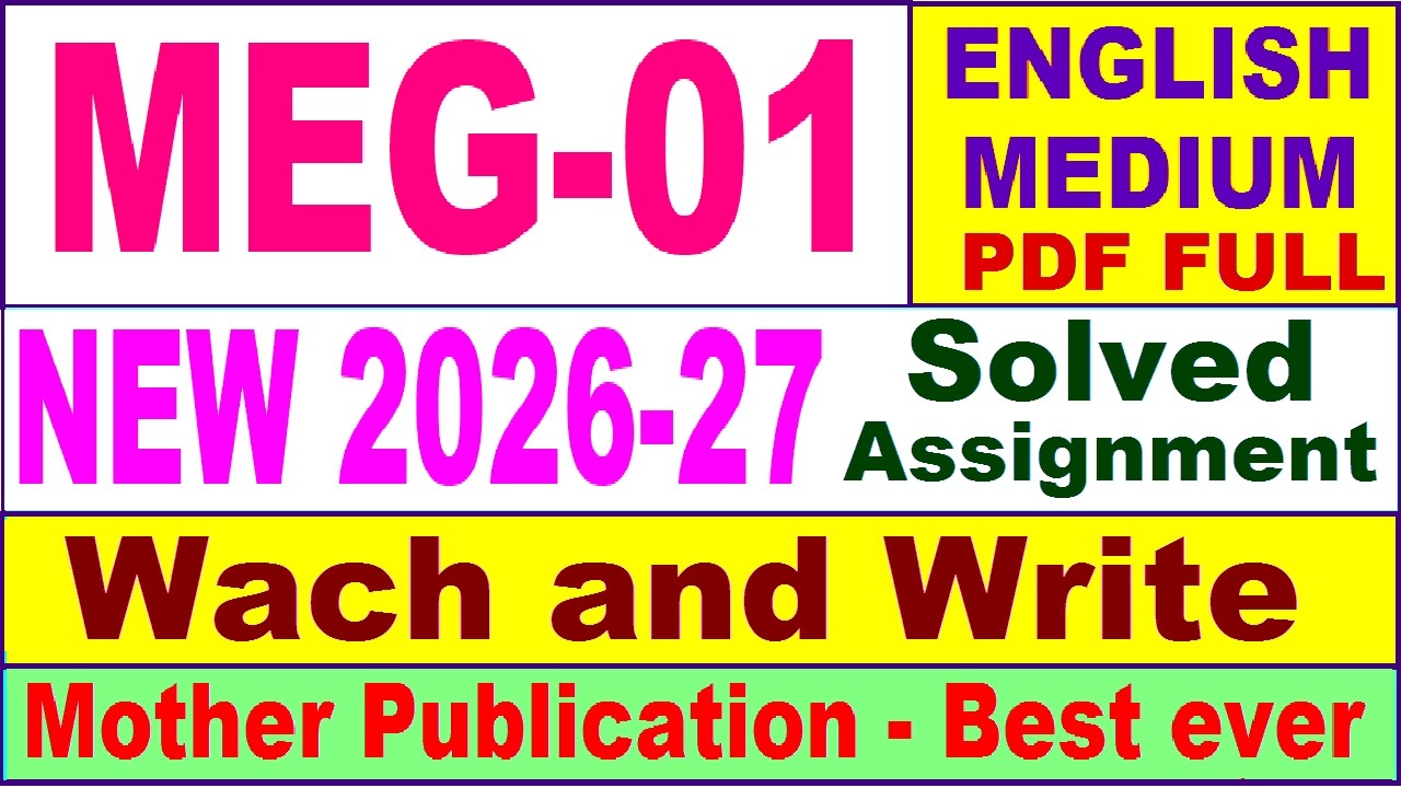 MEG 01 solved assignment 2026-27 in English || meg 01 solved assignment 2027 || ignou meg01