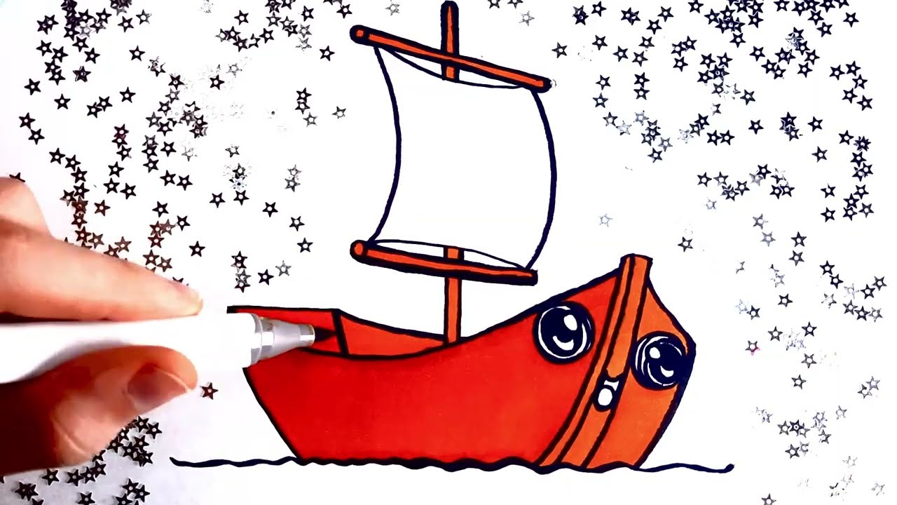 ⛵✨ How to Draw a Magical Wooden Sailboat on Water • Cozy Kawaii Aesthetic 🌊🎨