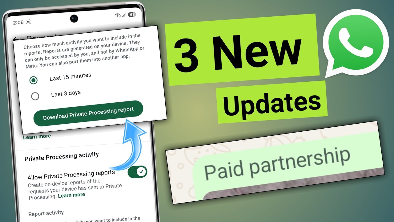 3 Whatsapp New Update 2026 | Whatsapp Channel Paid partnership | Whatsapp New Report feature 🔥
