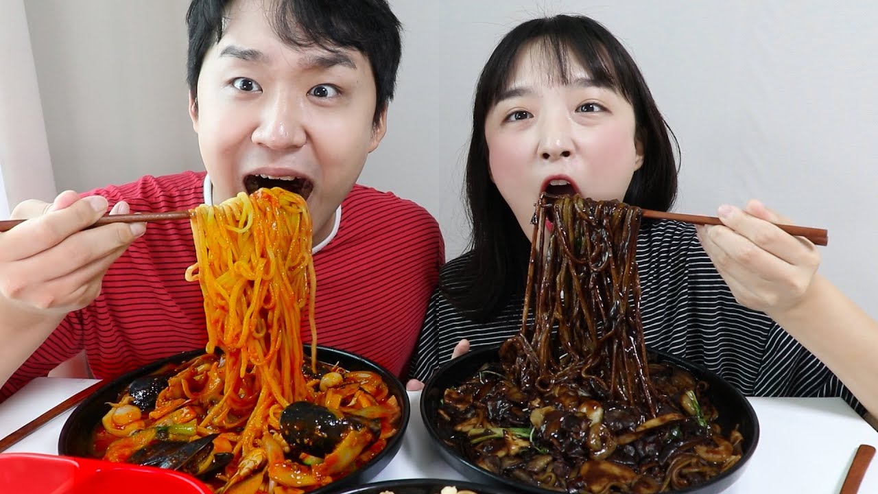 신혼집공개하고 짜장면 먹방 _ 랜선집들이🏡짜장 짬뽕 반반 먹방 :D