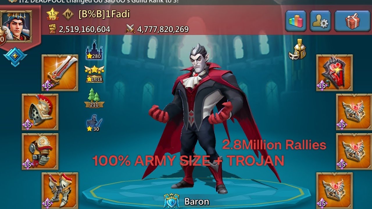 100% Army size+Trojan || B%B Kingdom Invade 930 || VS. + B%B || DEADPOOL LORDS #lordsmobile