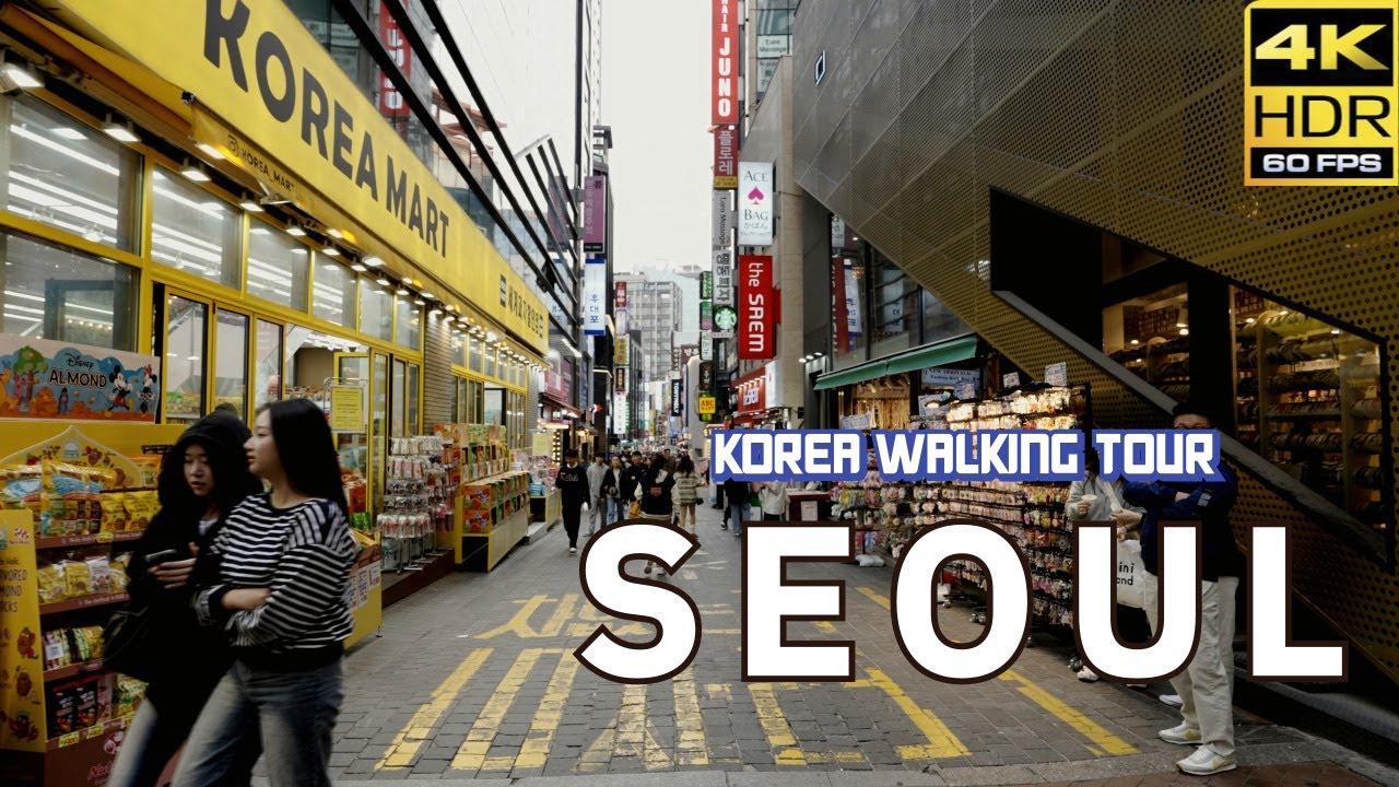 SEOUL KOREA/ Walking tour to popular Myeongdong restaurants and street food courses.[4K HDR]