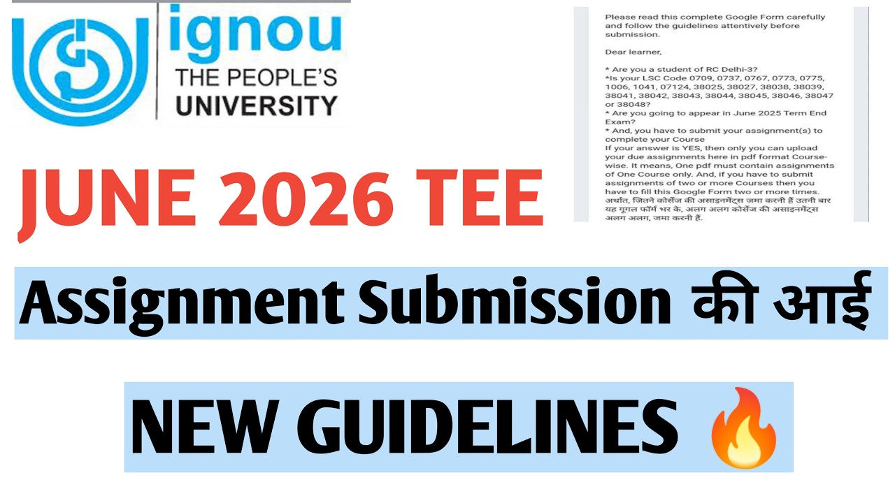 IGNOU assignment submission guidelines result update #livestream