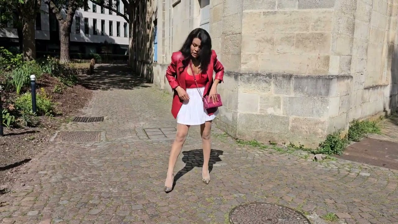 Stockings try on outdoor with me