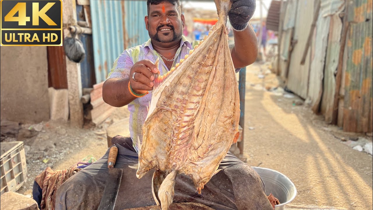 | KASIMEDU DRY FISH CUTTING VIDEO | DRY FISH ￼CLEAN CUTTING SKILLS |🔪💥